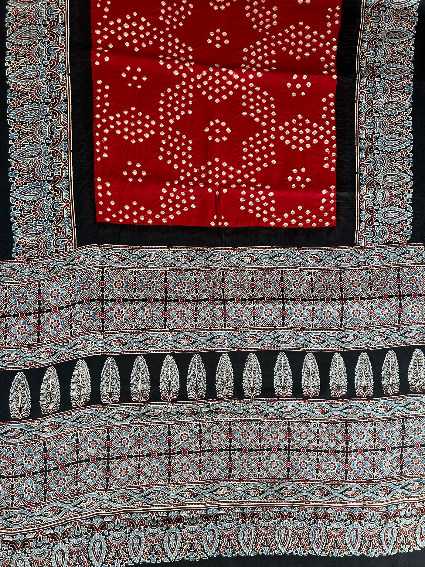 Kavita:HANDMADE AJRAKH BANDHEJ MODAL SILK SAREE