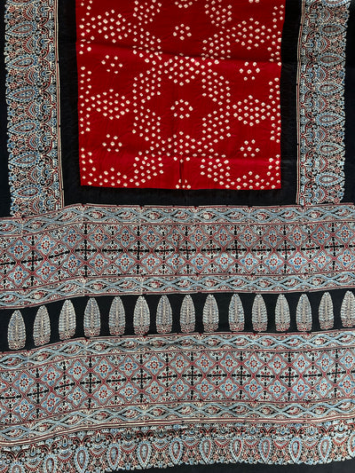Kavita:HANDMADE AJRAKH BANDHEJ MODAL SILK SAREE