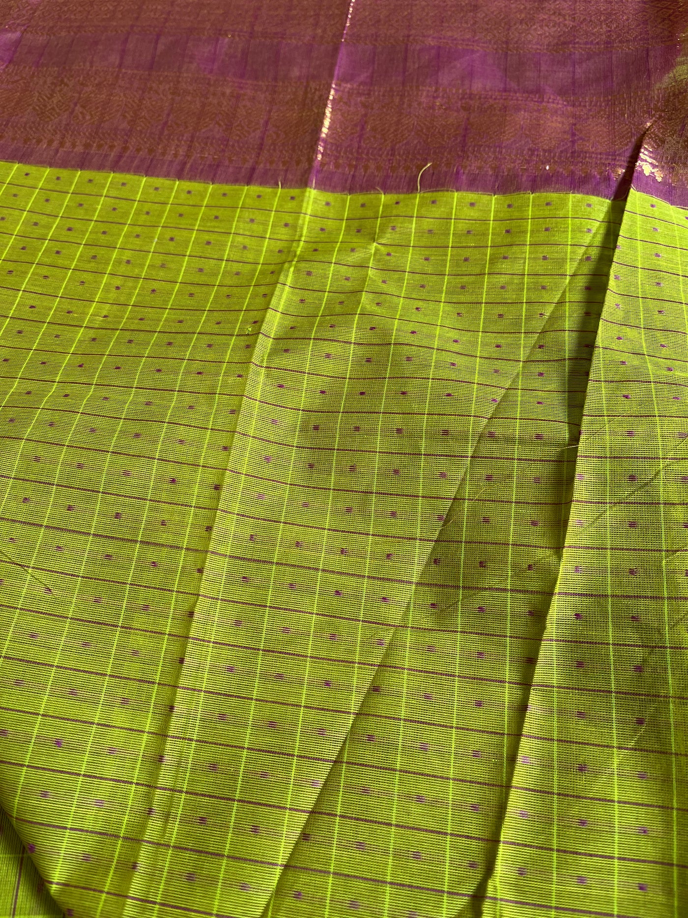 KOSI: KANCHIPURAM PURE COTTON SAREE WITH BORDERS.