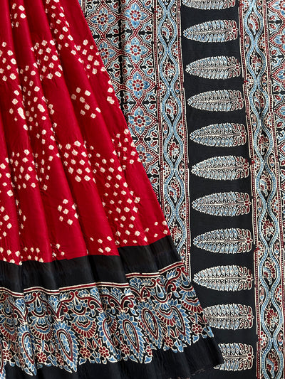 Kavita:HANDMADE AJRAKH BANDHEJ MODAL SILK SAREE