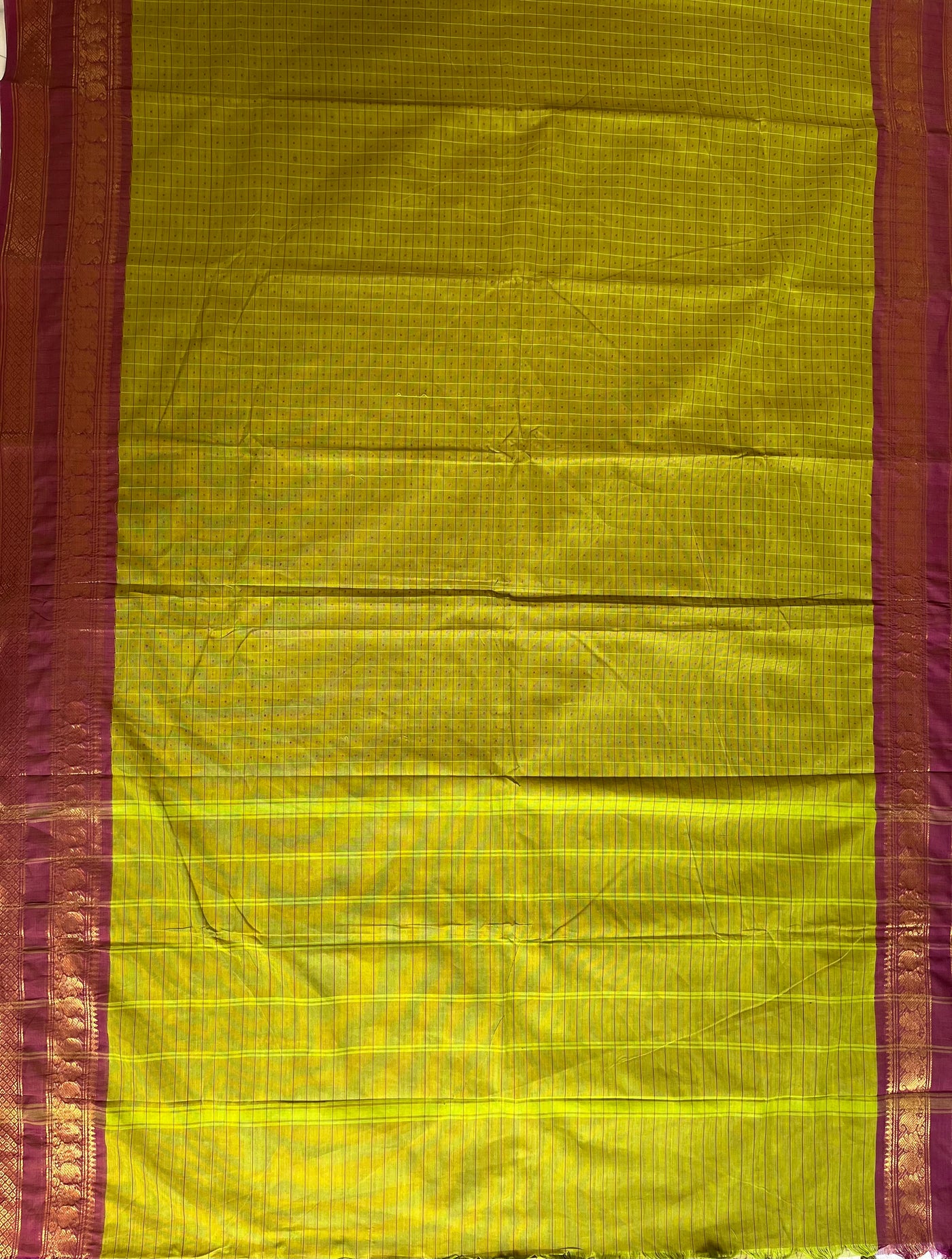 KOSI: KANCHIPURAM PURE COTTON SAREE WITH BORDERS.