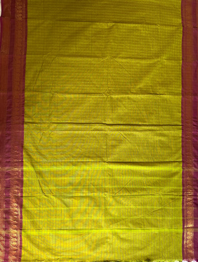 KOSI: KANCHIPURAM PURE COTTON SAREE WITH BORDERS.