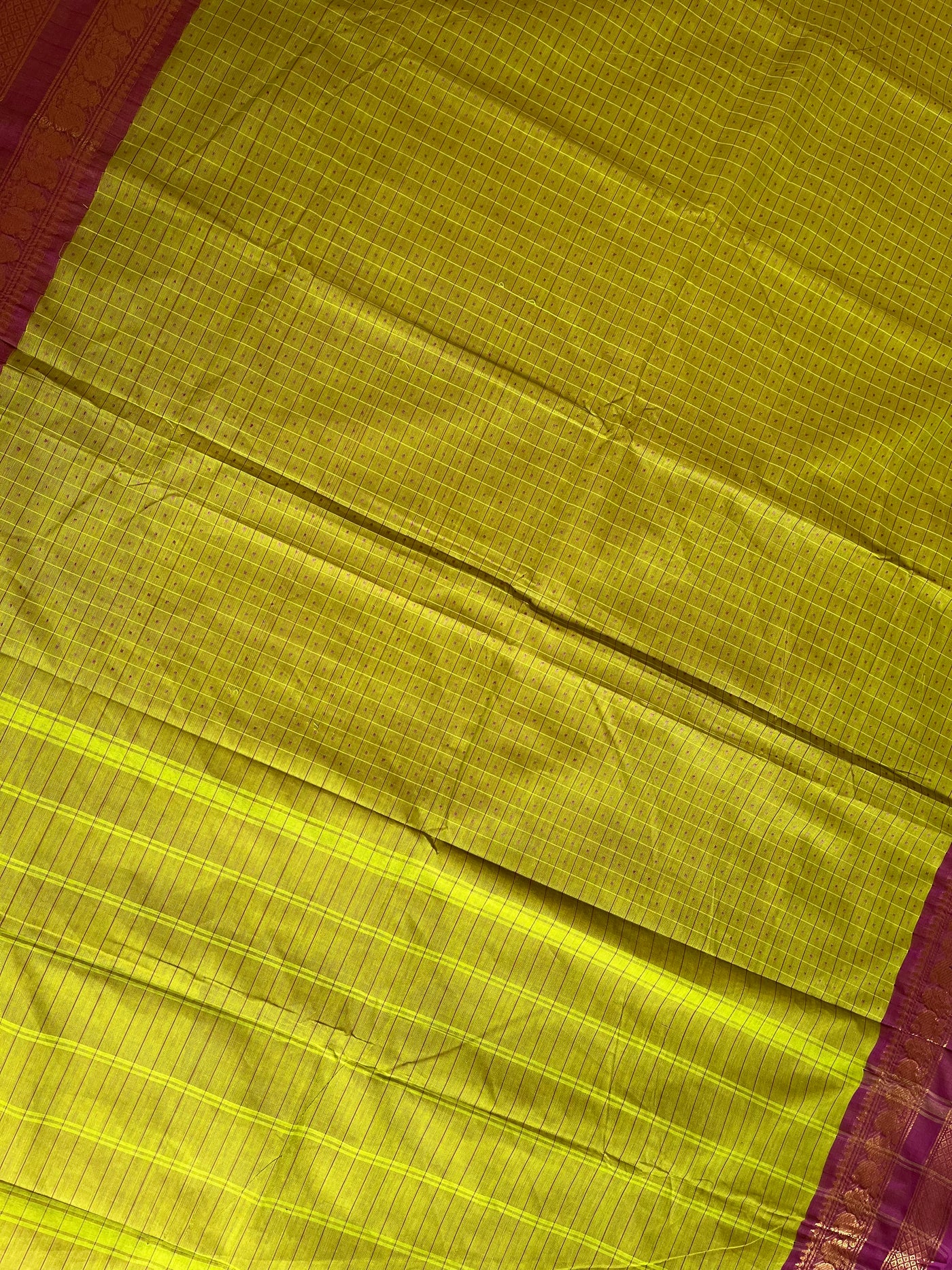 KOSI: KANCHIPURAM PURE COTTON SAREE WITH BORDERS.