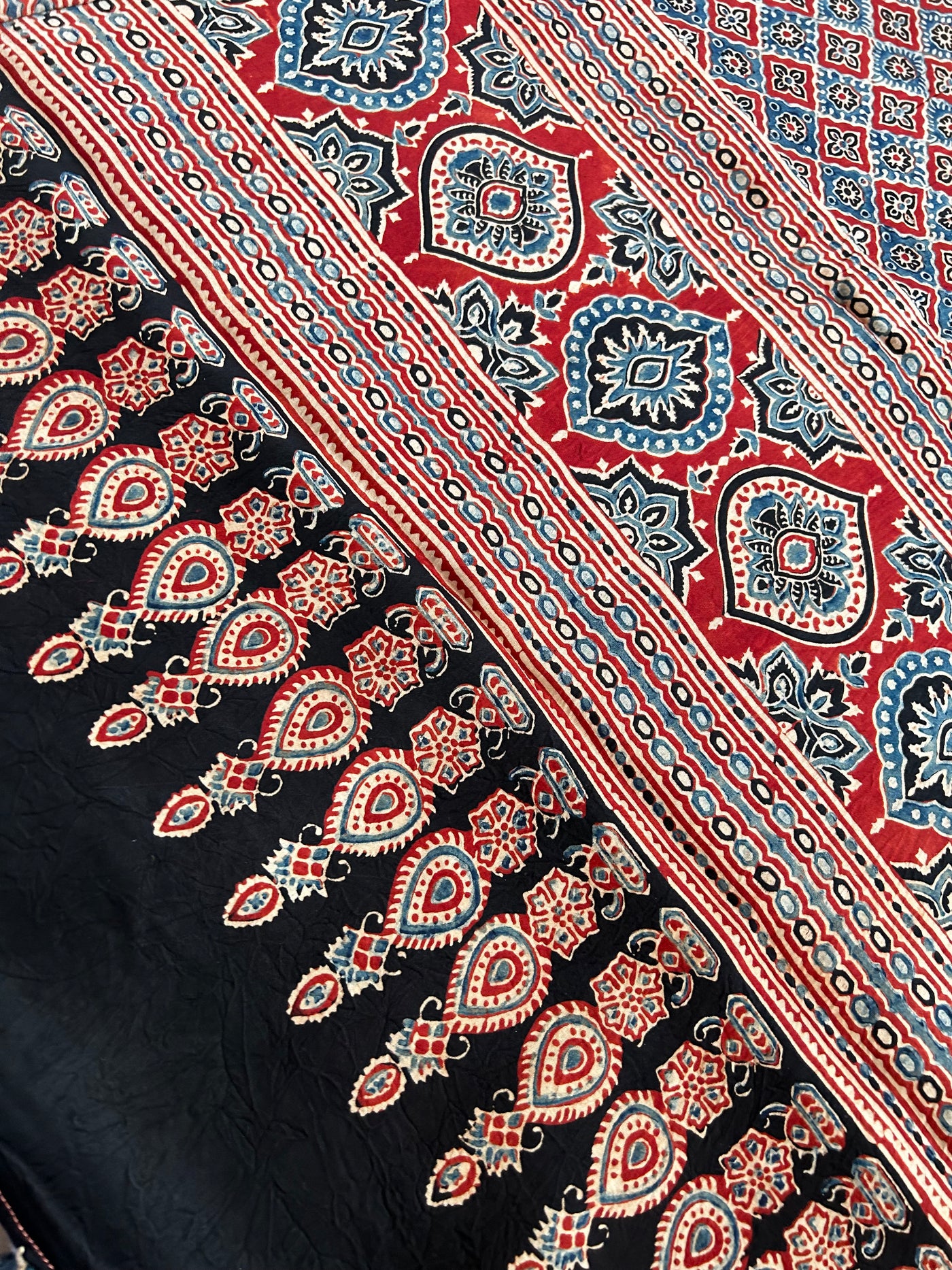 Neela :HANDMADE AJRAKH BANDHEJ MODAL SILK SAREE