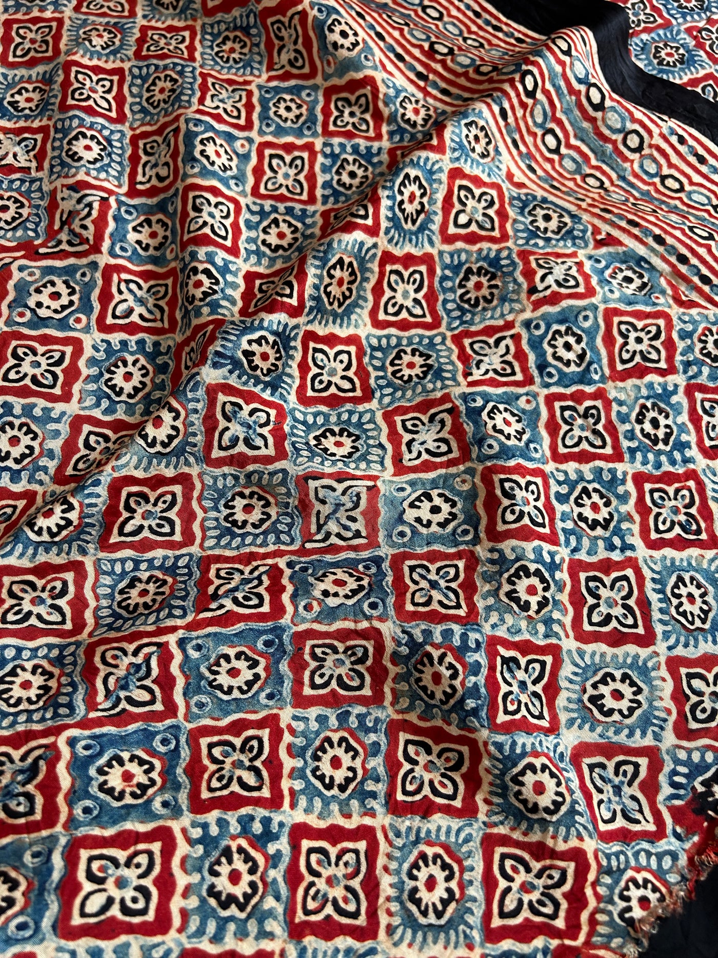 Neela :HANDMADE AJRAKH BANDHEJ MODAL SILK SAREE