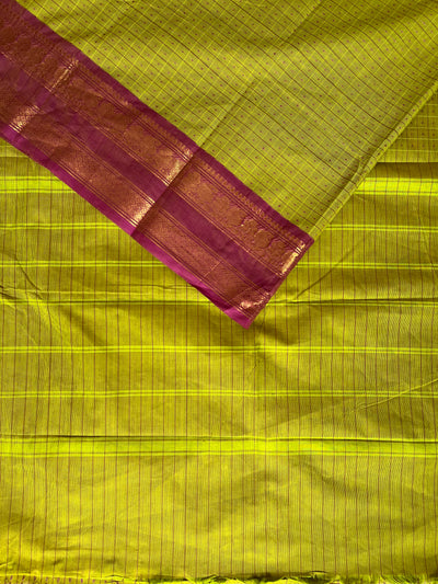 KOSI: KANCHIPURAM PURE COTTON SAREE WITH BORDERS.
