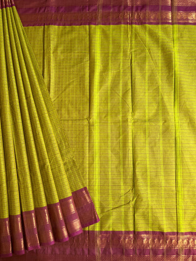 KOSI: KANCHIPURAM PURE COTTON SAREE WITH BORDERS.