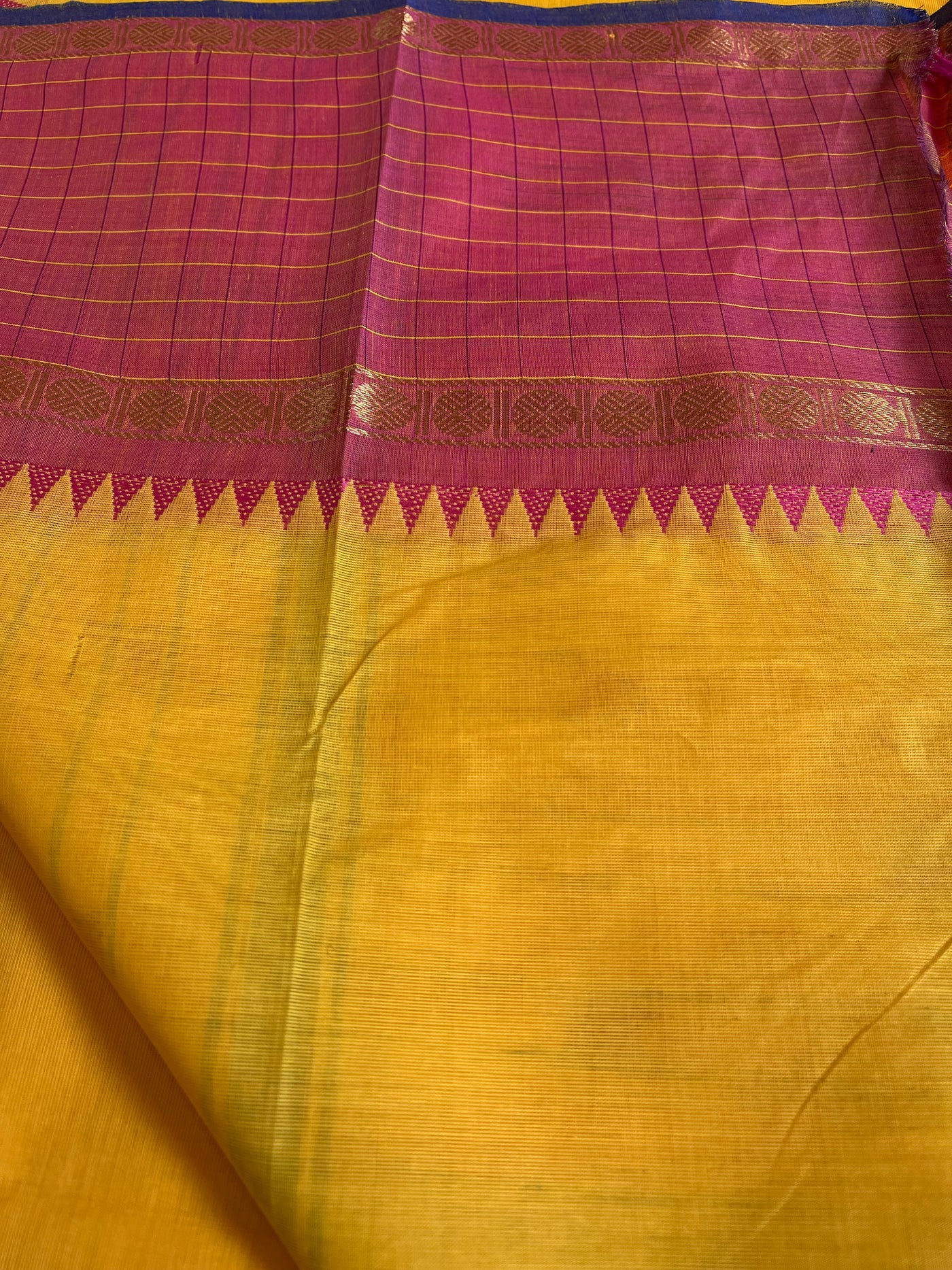 SURAJMUKHI: KANCHIPURAM PURE COTTON SAREE WITH BORDERS.