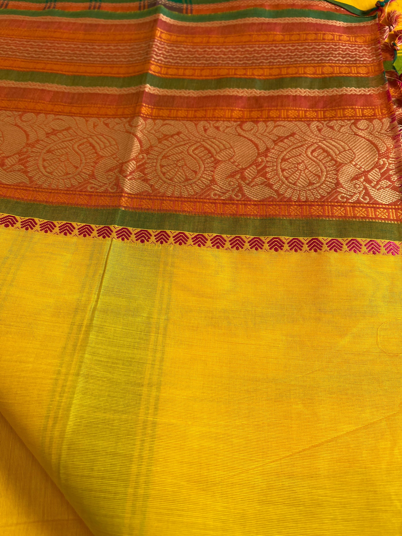 REVATI:KANCHIPURAM PURE COTTON SAREE WITH BORDERS.