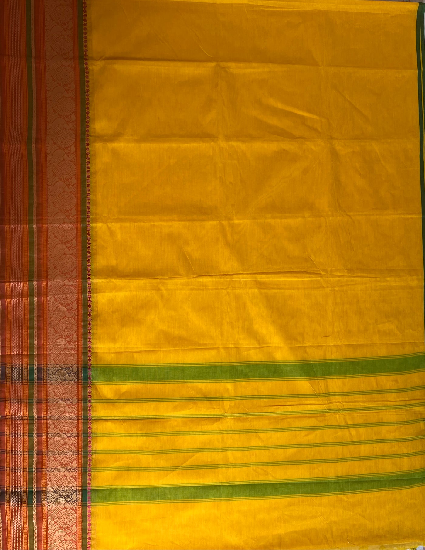 REVATI:KANCHIPURAM PURE COTTON SAREE WITH BORDERS.
