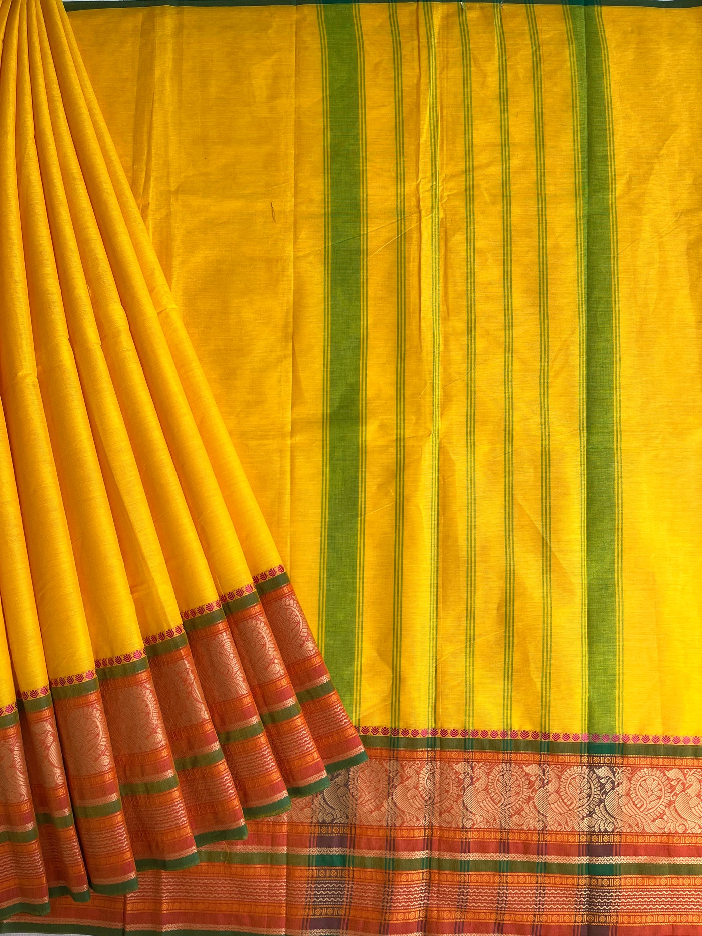 REVATI:KANCHIPURAM PURE COTTON SAREE WITH BORDERS.