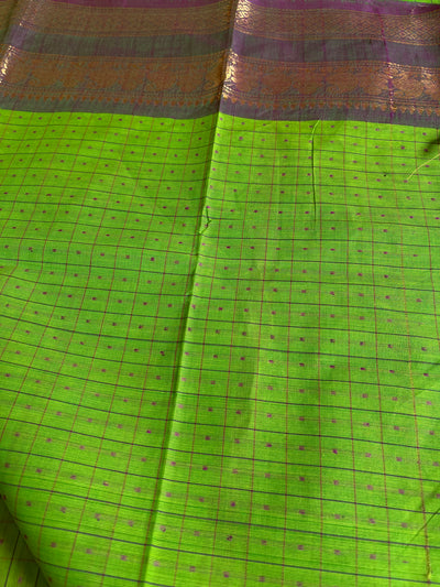 SAURABHI: KANCHIPURAM PURE COTTON SAREE WITH BORDERS.
