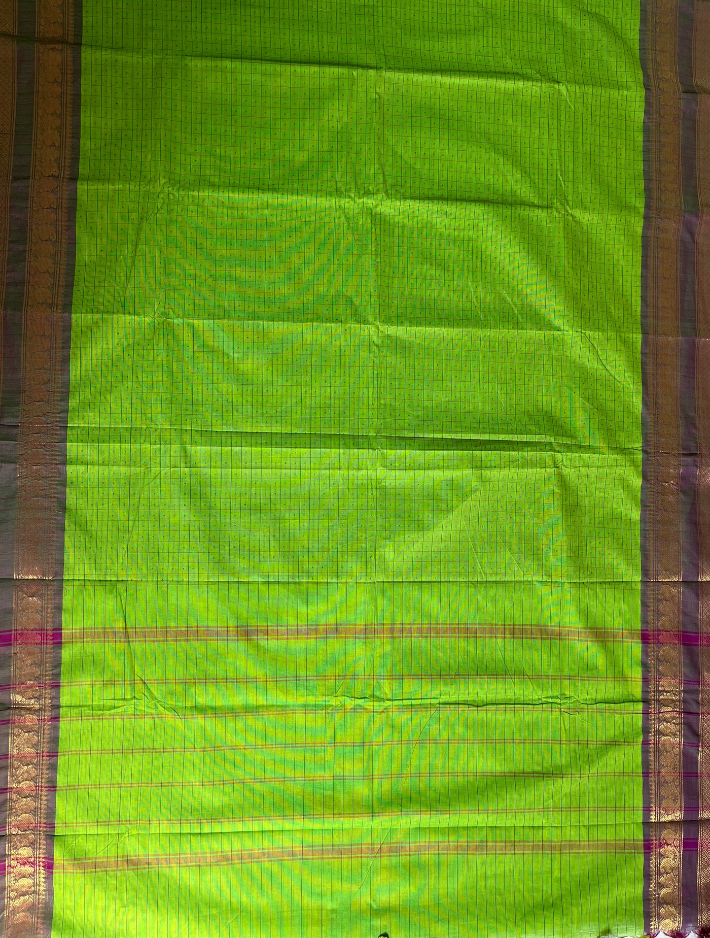 SAURABHI: KANCHIPURAM PURE COTTON SAREE WITH BORDERS.