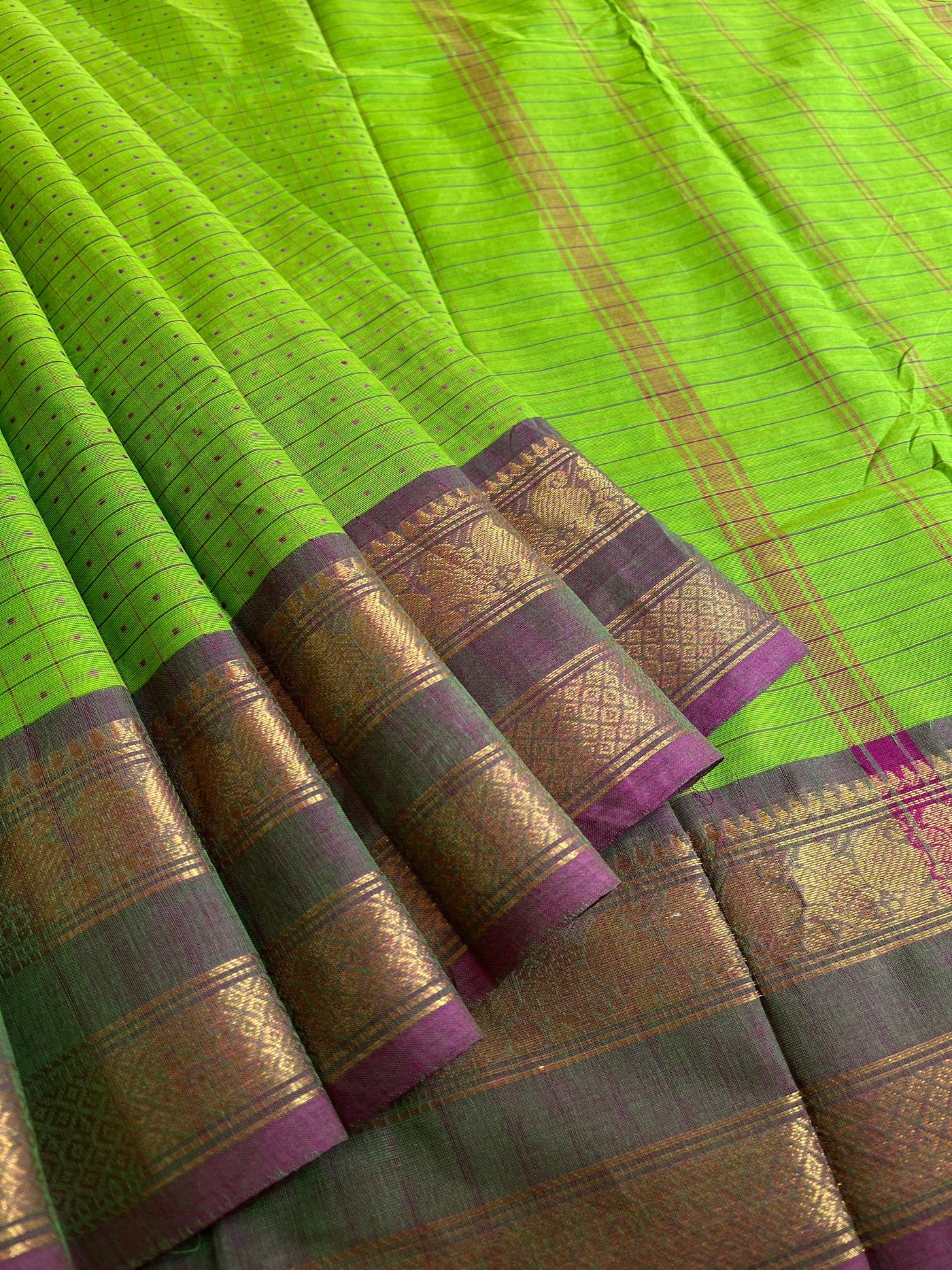 SAURABHI: KANCHIPURAM PURE COTTON SAREE WITH BORDERS.