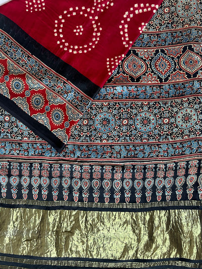 KALINDI: AJRAKH BANDHEJTISSUE MODAL SILK SAREE