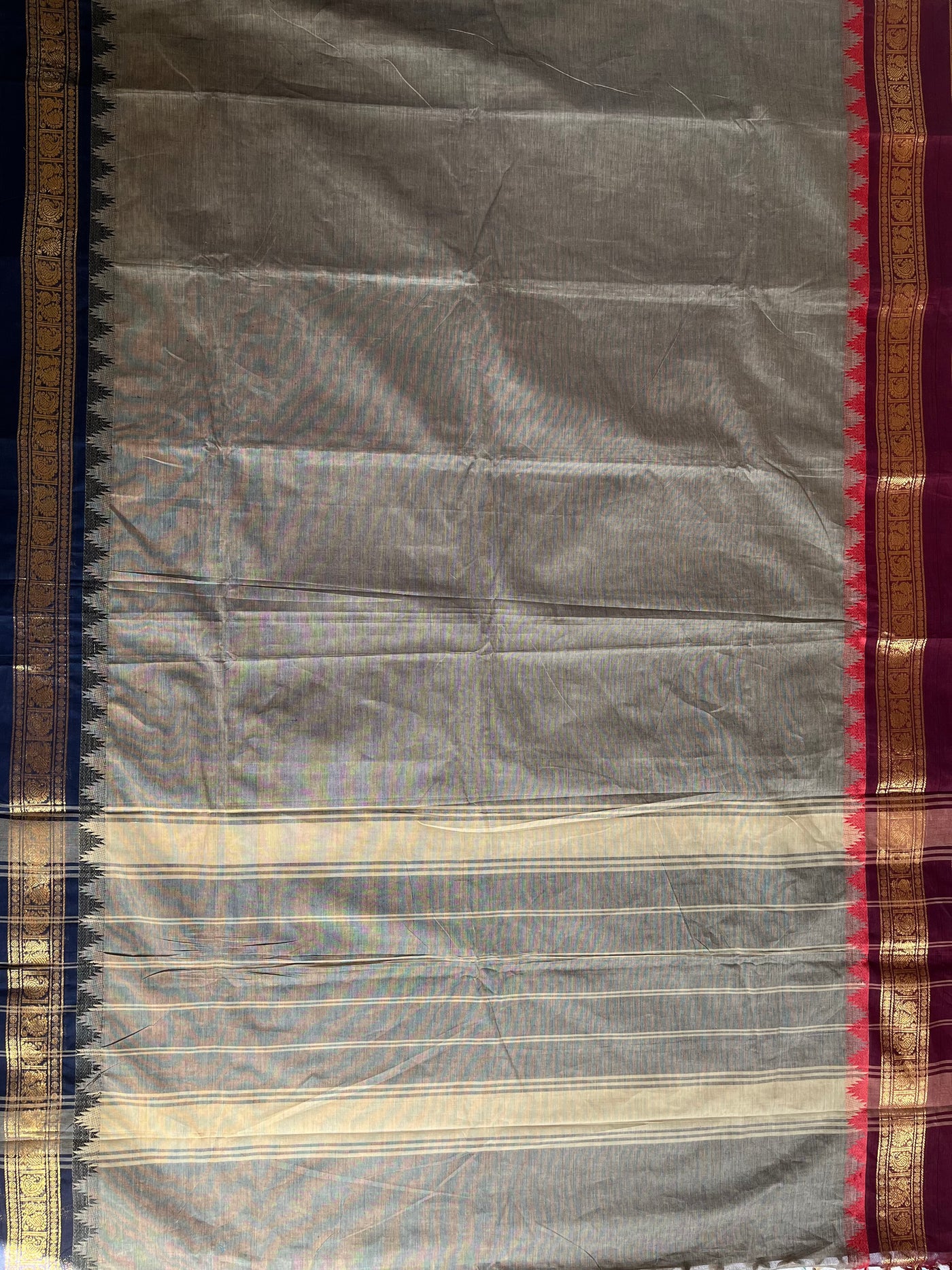 VAIDEHI: KANCHIPURAM PURE COTTON SAREE WITH BORDERS