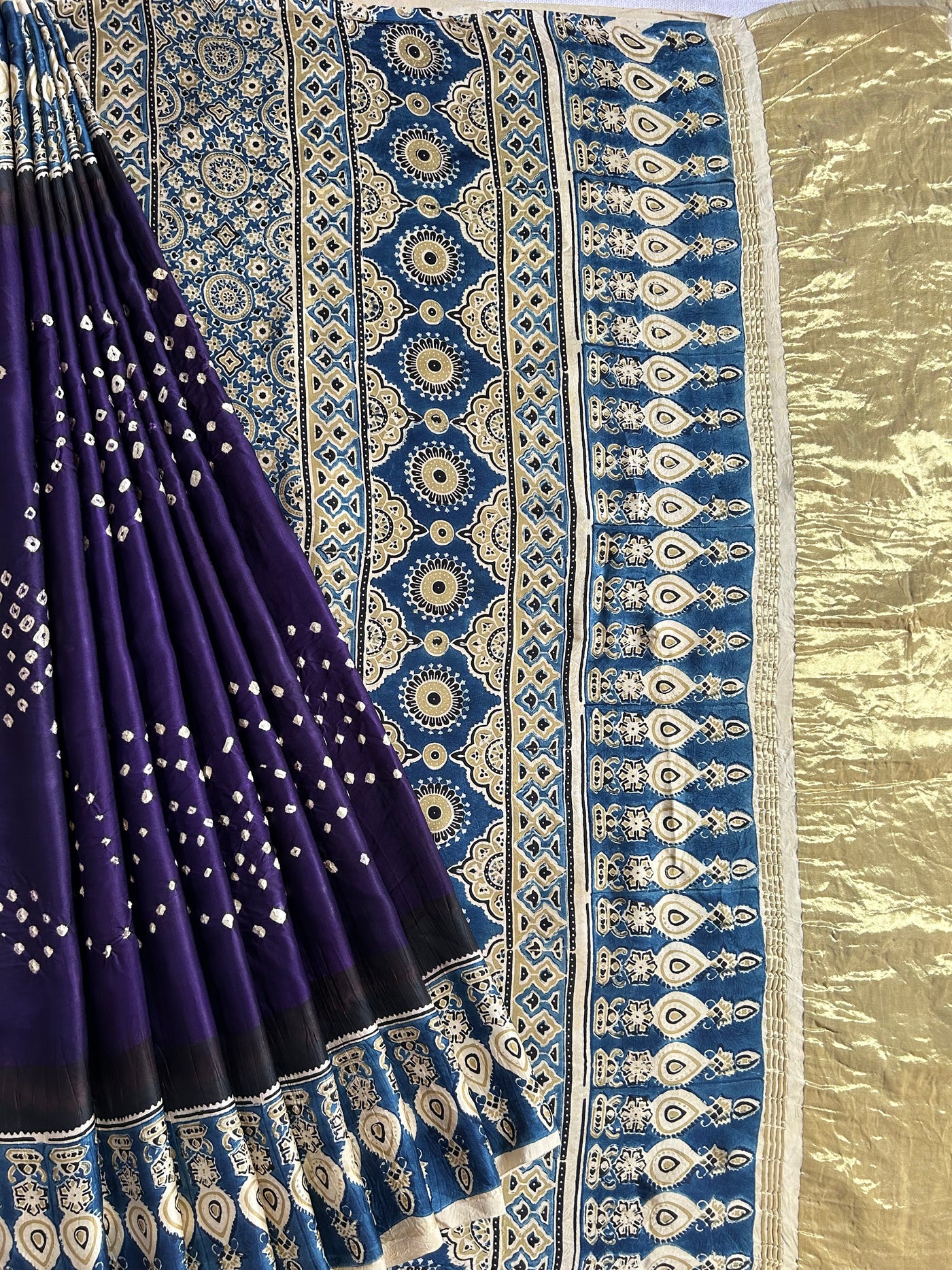 GULSHAN : AJRAKH BANDHEJTISSUE MODAL SILK SAREE