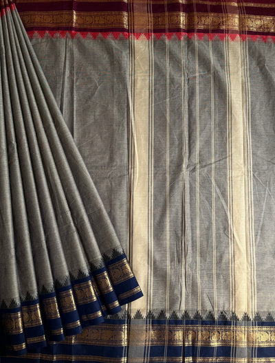VAIDEHI: KANCHIPURAM PURE COTTON SAREE WITH BORDERS