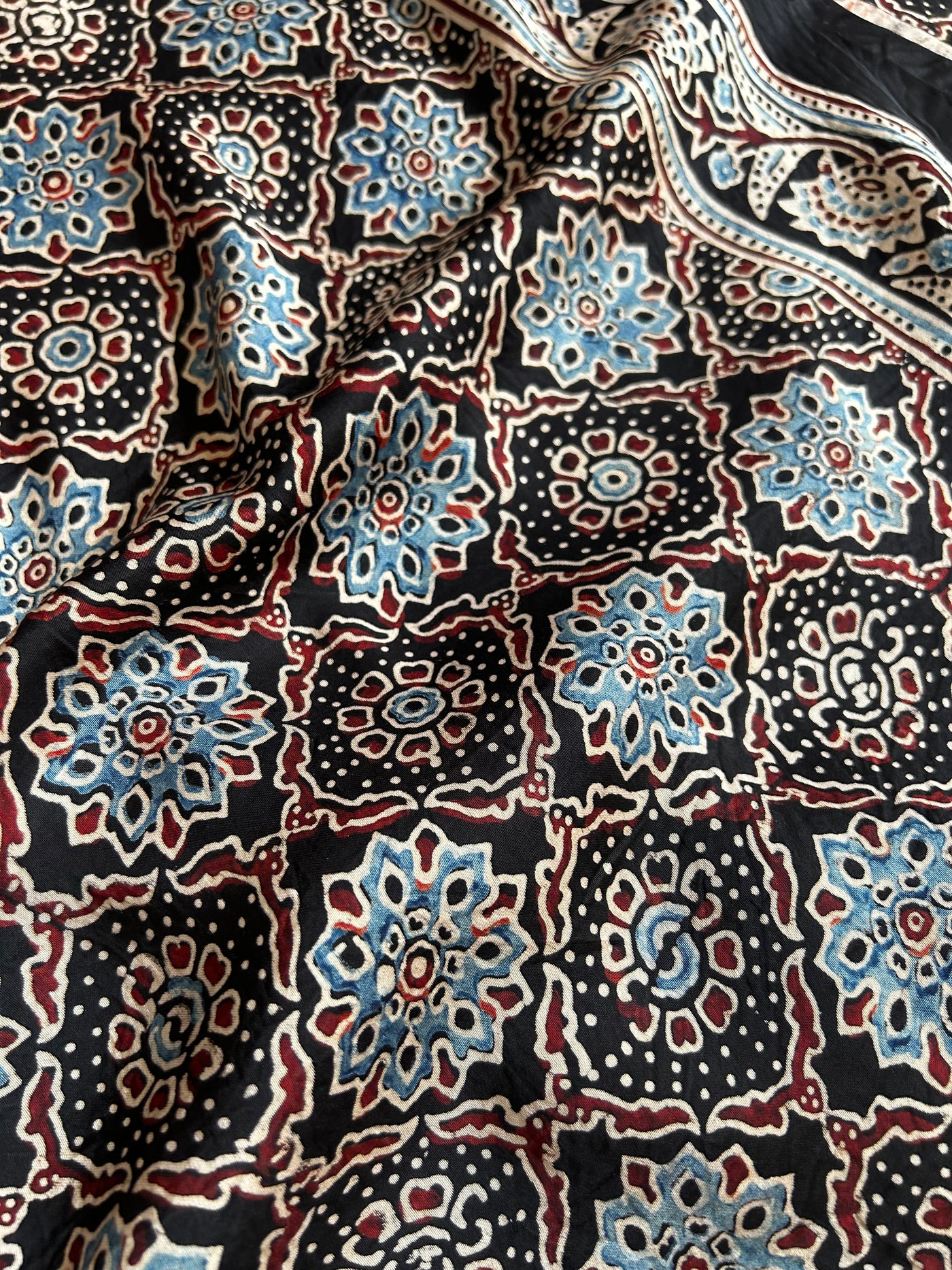 JOGAN :HANDMADE AJRAKH BANDHEJ MODAL SILK SAREE