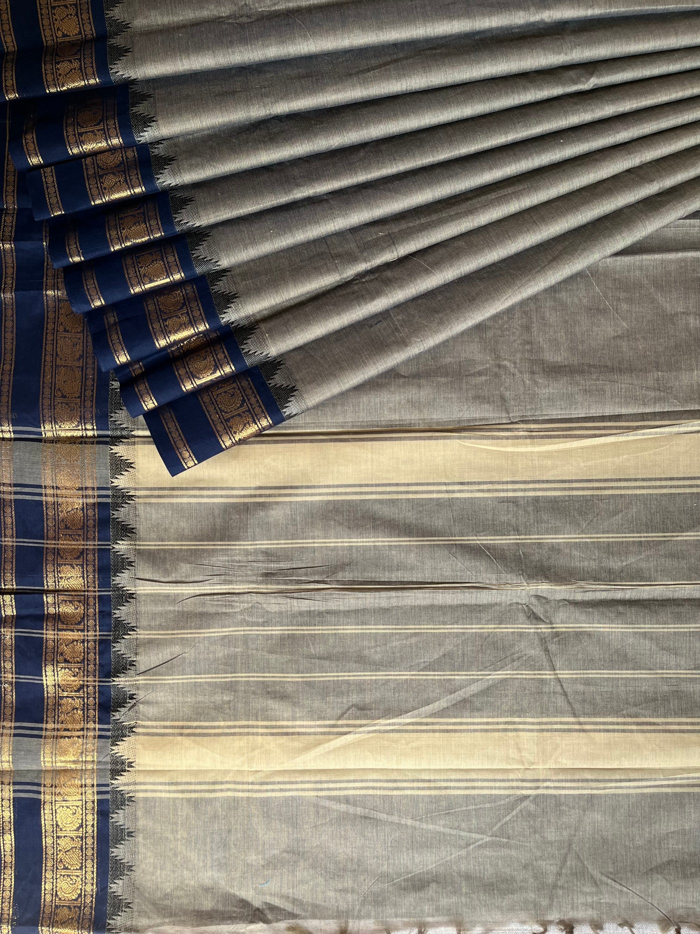 VAIDEHI: KANCHIPURAM PURE COTTON SAREE WITH BORDERS