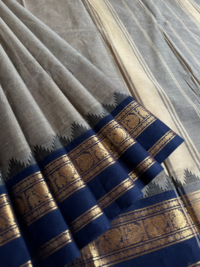 VAIDEHI: KANCHIPURAM PURE COTTON SAREE WITH BORDERS