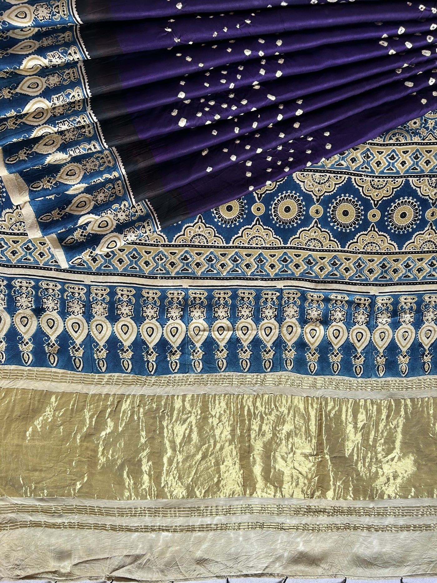 GULSHAN : AJRAKH BANDHEJTISSUE MODAL SILK SAREE