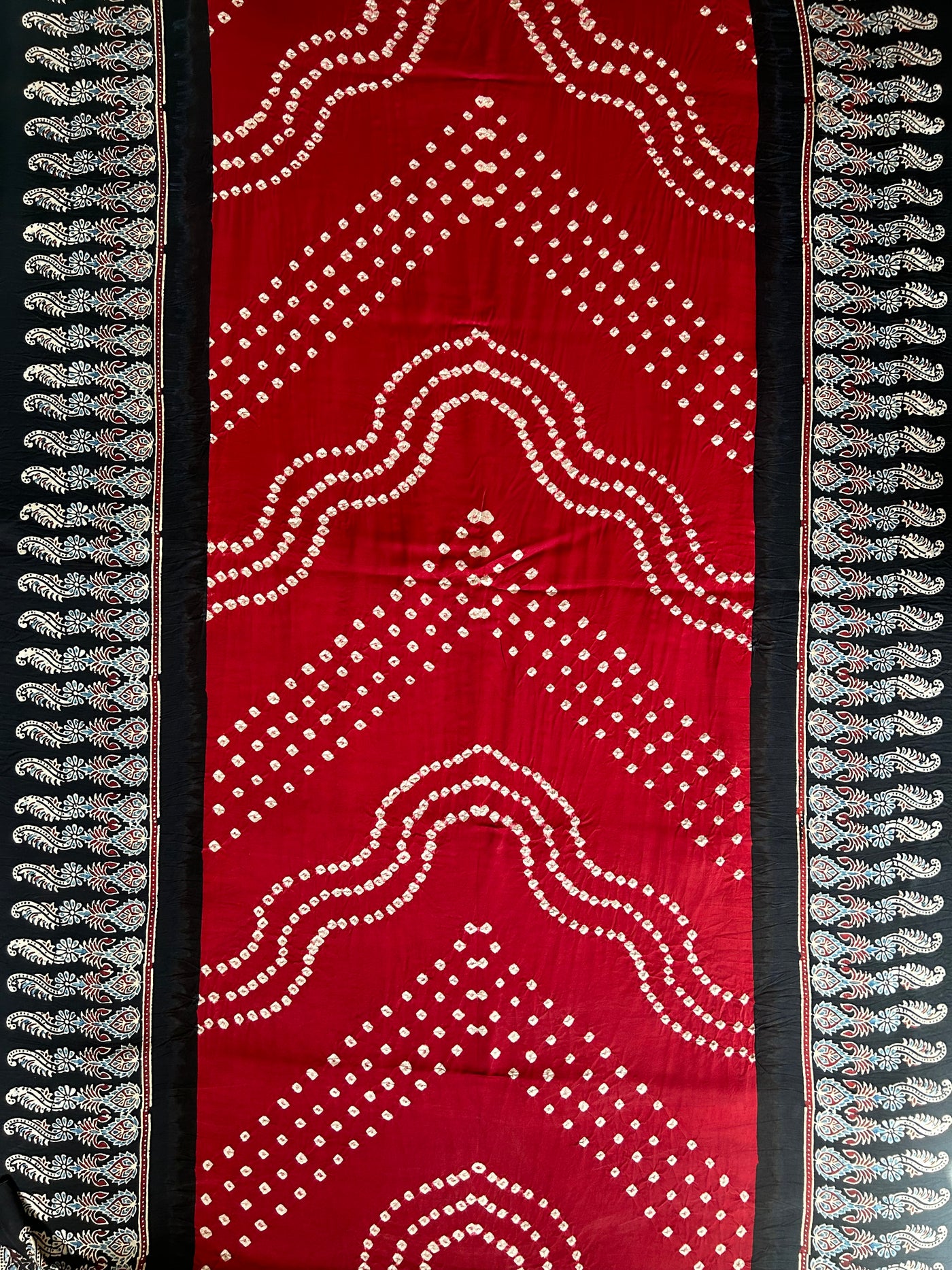 JOGAN :HANDMADE AJRAKH BANDHEJ MODAL SILK SAREE