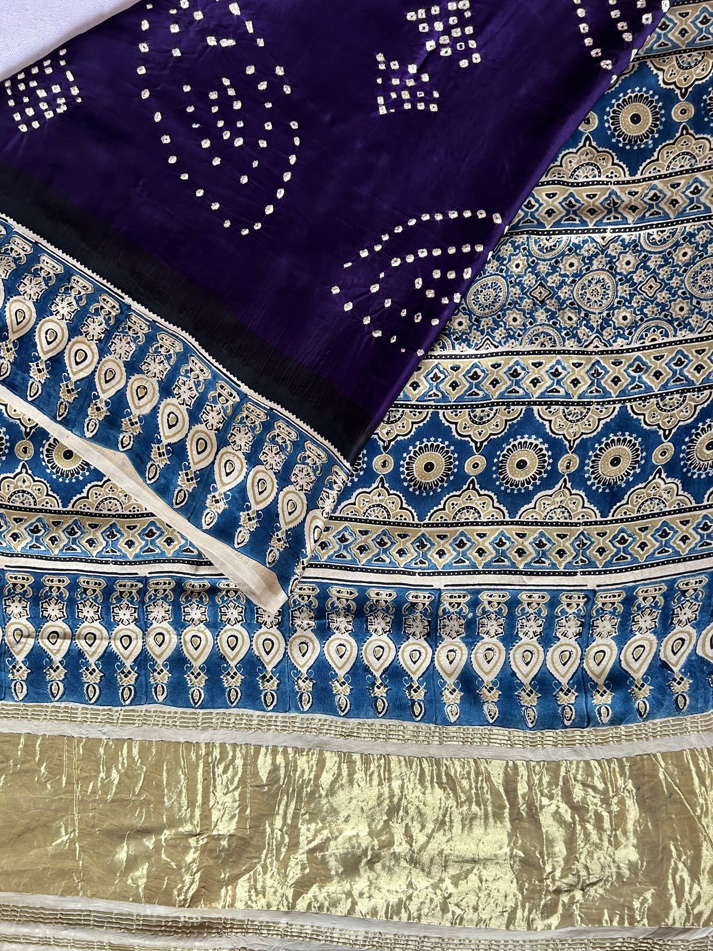 GULSHAN : AJRAKH BANDHEJTISSUE MODAL SILK SAREE