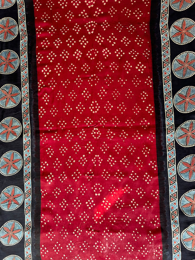 Maithili: AJRAKH BANDHEJ TISSUE MODAL SILK SAREE