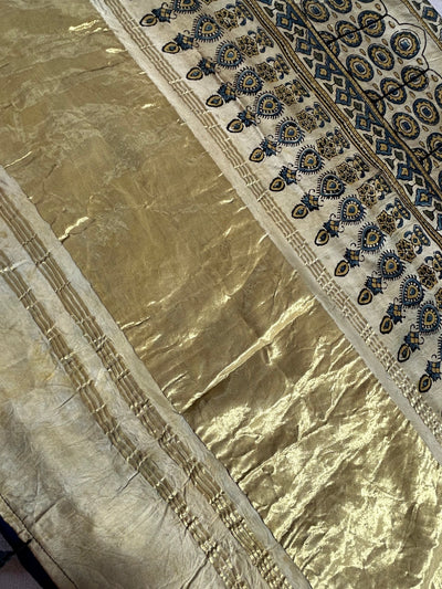 Ruhu: AJRAKH BANDHEJ TISSUE MODAL SILK SAREE