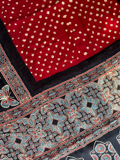 Ketki: AJRAKH BANDHEJTISSUE MODAL SILK SAREE