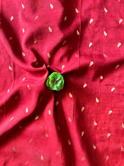 RUDRANI:Handmade Ajrakh Dola Silk Saree with Meenakari Pallu