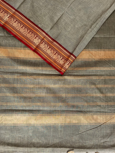 Ragini:KANCHIPURAM PURE COTTON SAREE WITH BODERS.
