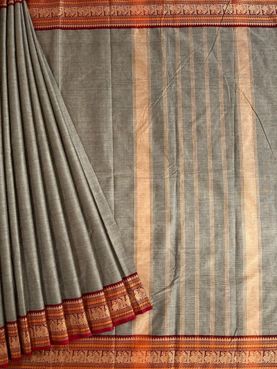 Ragini:KANCHIPURAM PURE COTTON SAREE WITH BODERS.
