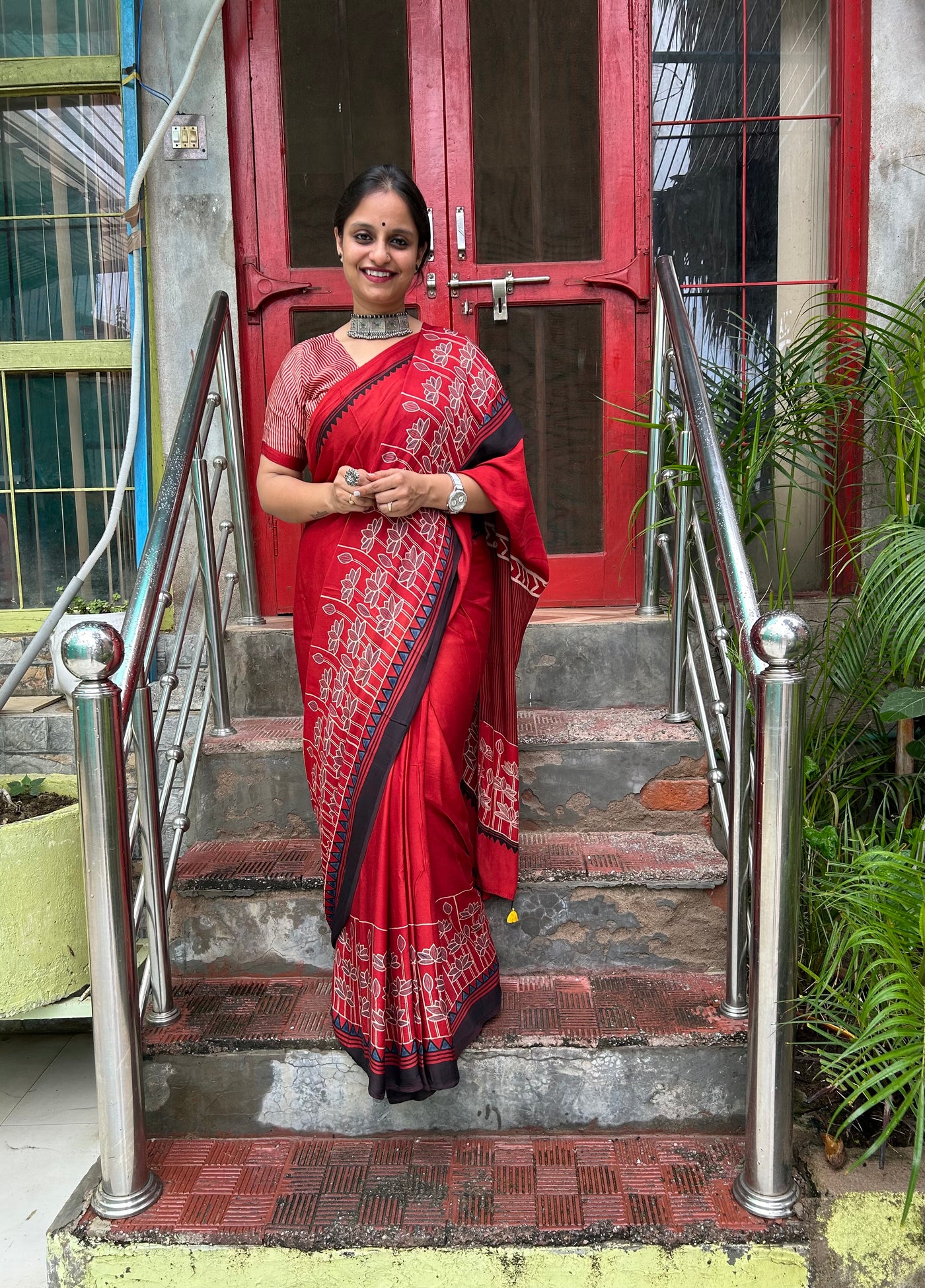 PADMINI- Ajrakh Modal Silk Saree