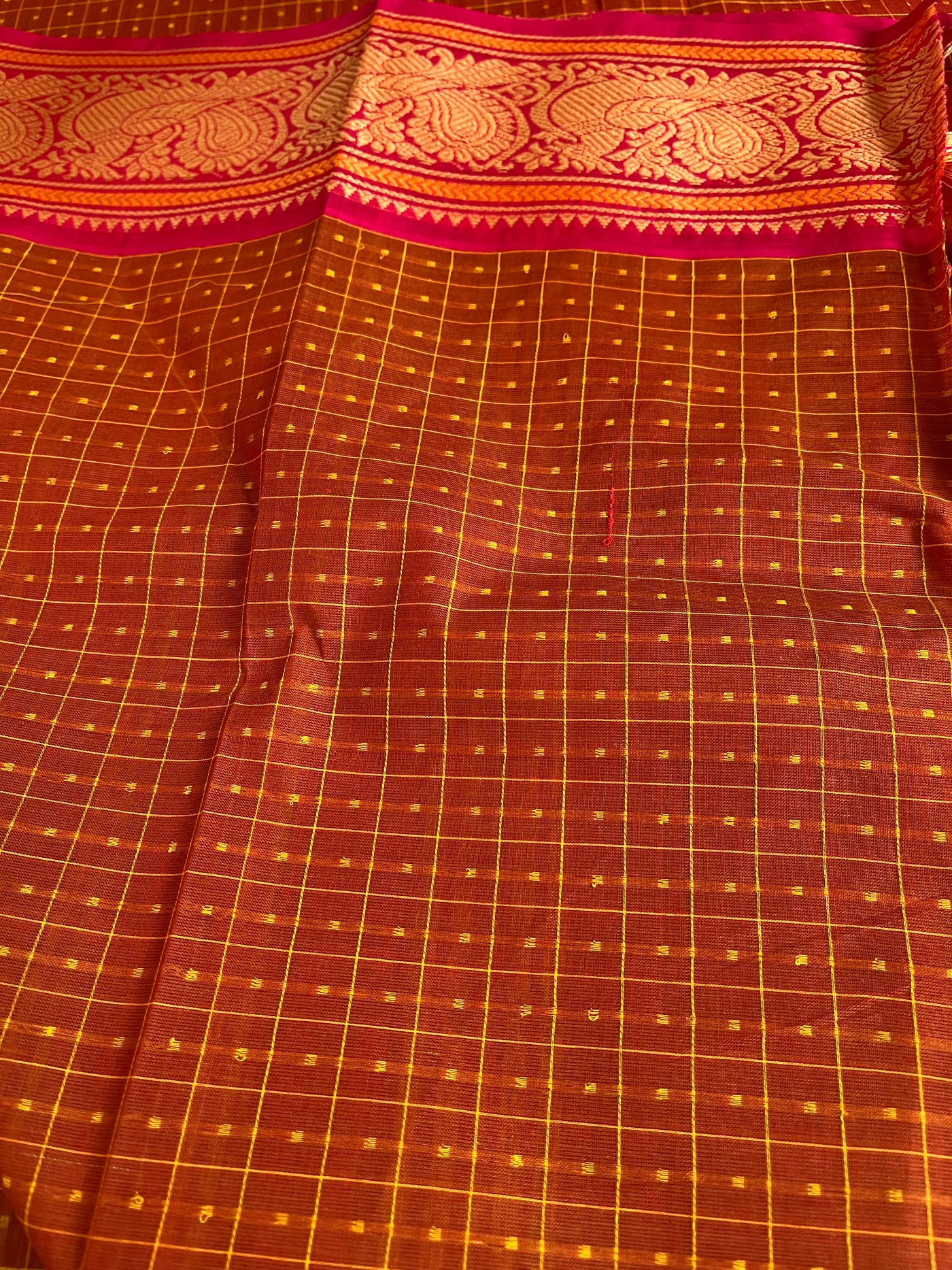 GODAVARI: KANCHIPURAM PURE COTTON SAREE WITH BORDERS.