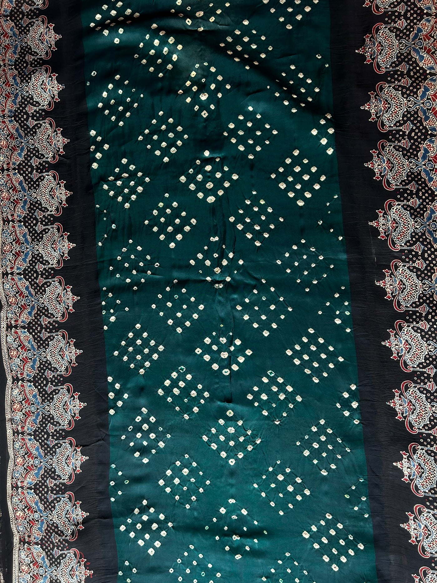 MRADULA: AJRAKH BANDHEJ MODAL SILK TISSUE SAREE