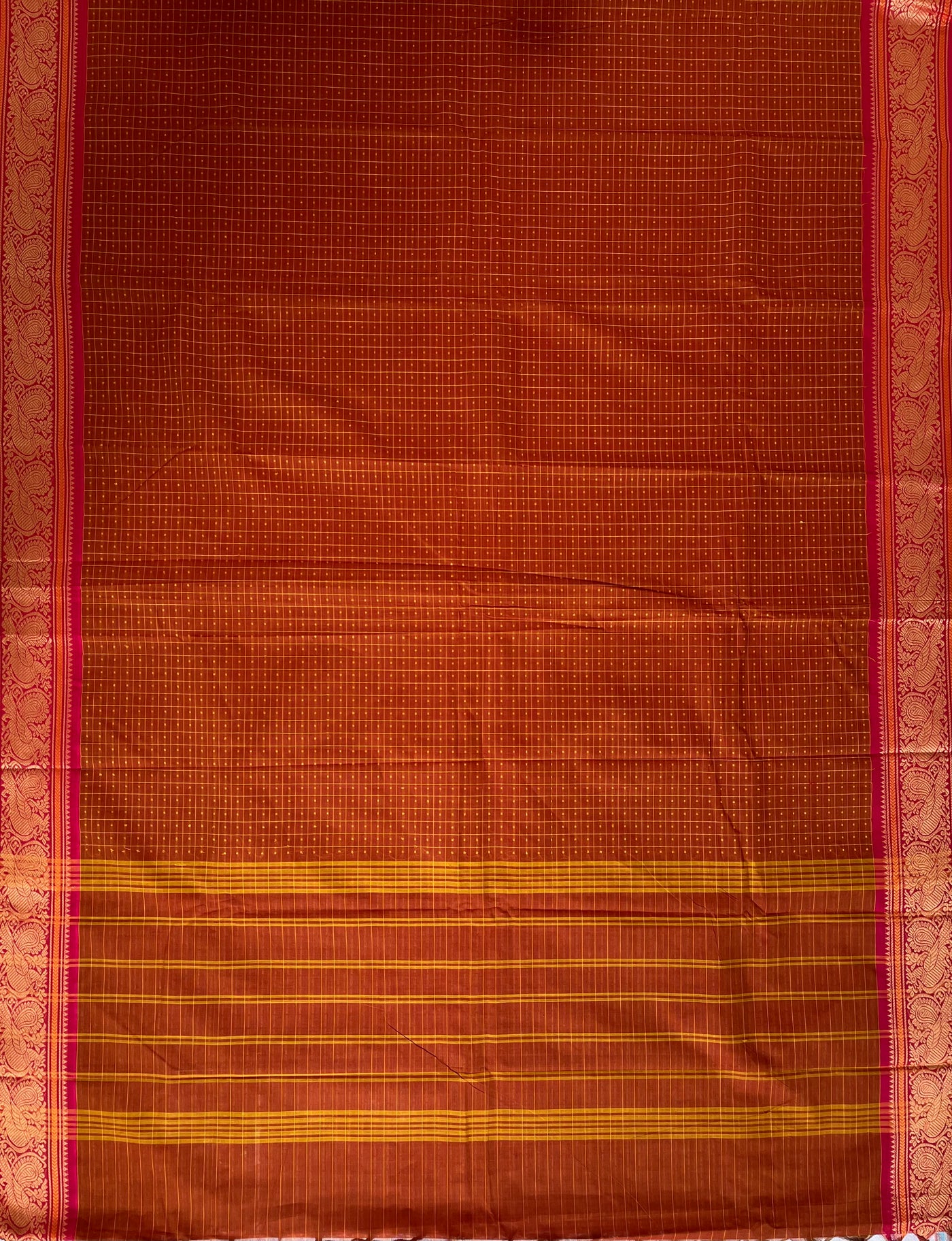 GODAVARI: KANCHIPURAM PURE COTTON SAREE WITH BORDERS.