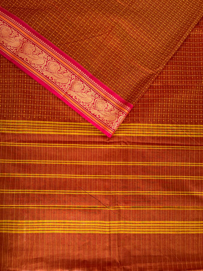 GODAVARI: KANCHIPURAM PURE COTTON SAREE WITH BORDERS.