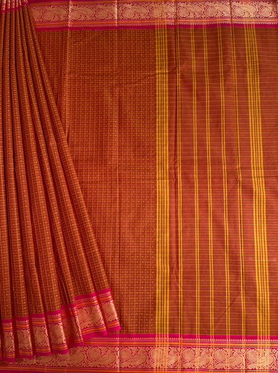 GODAVARI: KANCHIPURAM PURE COTTON SAREE WITH BORDERS.