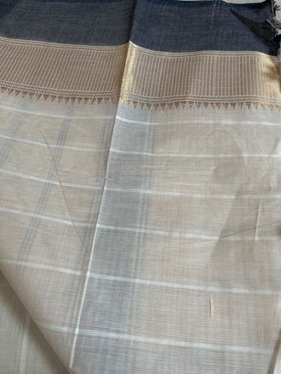 KAVERI: KANCHIPURAM PURE COTTON SAREE WITH BORDERS.