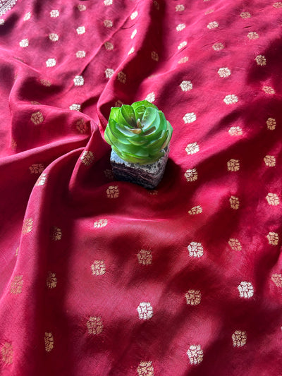 JAYA:Handblock Ajrakh Dola Silk Saree with Meenakari Pallu