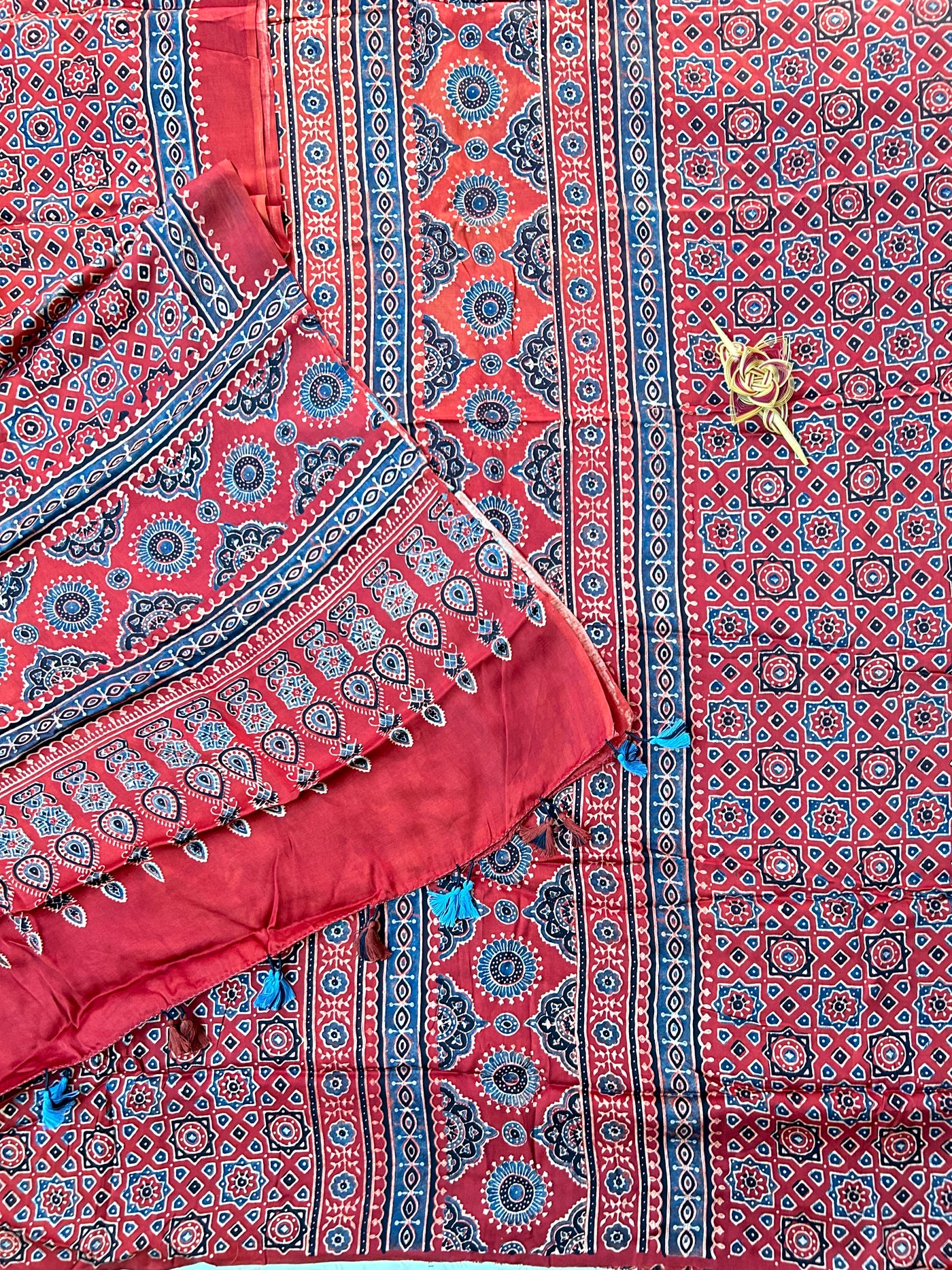 Meera:Handblock Ajrakh Modal Silk Suit