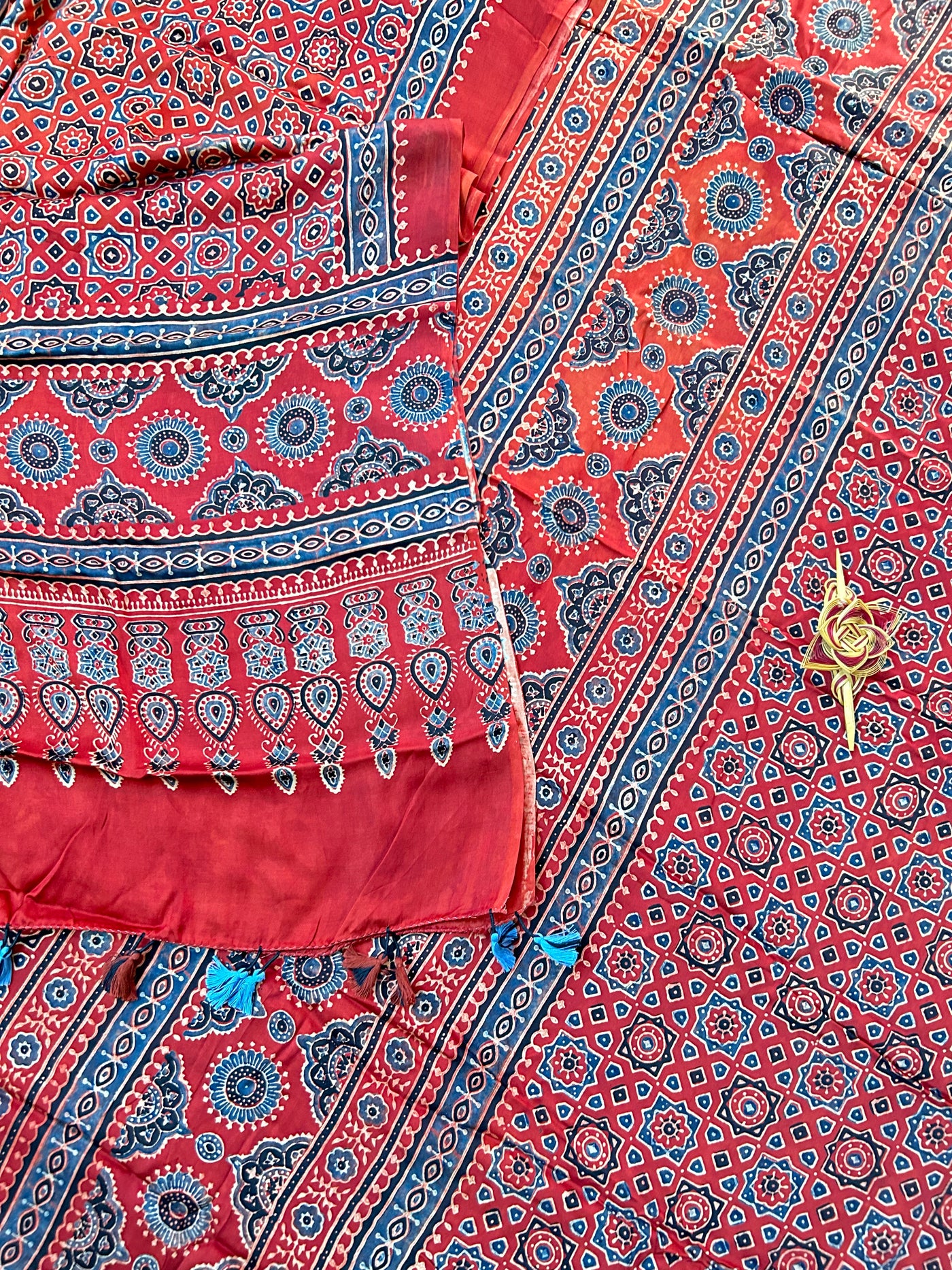 Meera:Handblock Ajrakh Modal Silk Suit