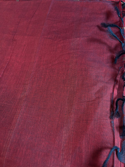 KANHA: KANCHIPURAM PURE COTTON SAREE WITH BORDERS.