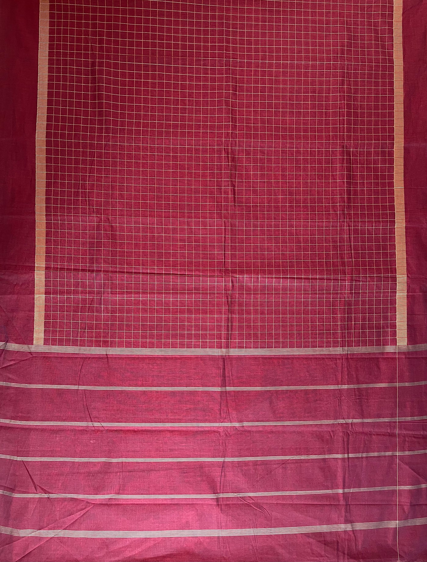 KANHA: KANCHIPURAM PURE COTTON SAREE WITH BORDERS.