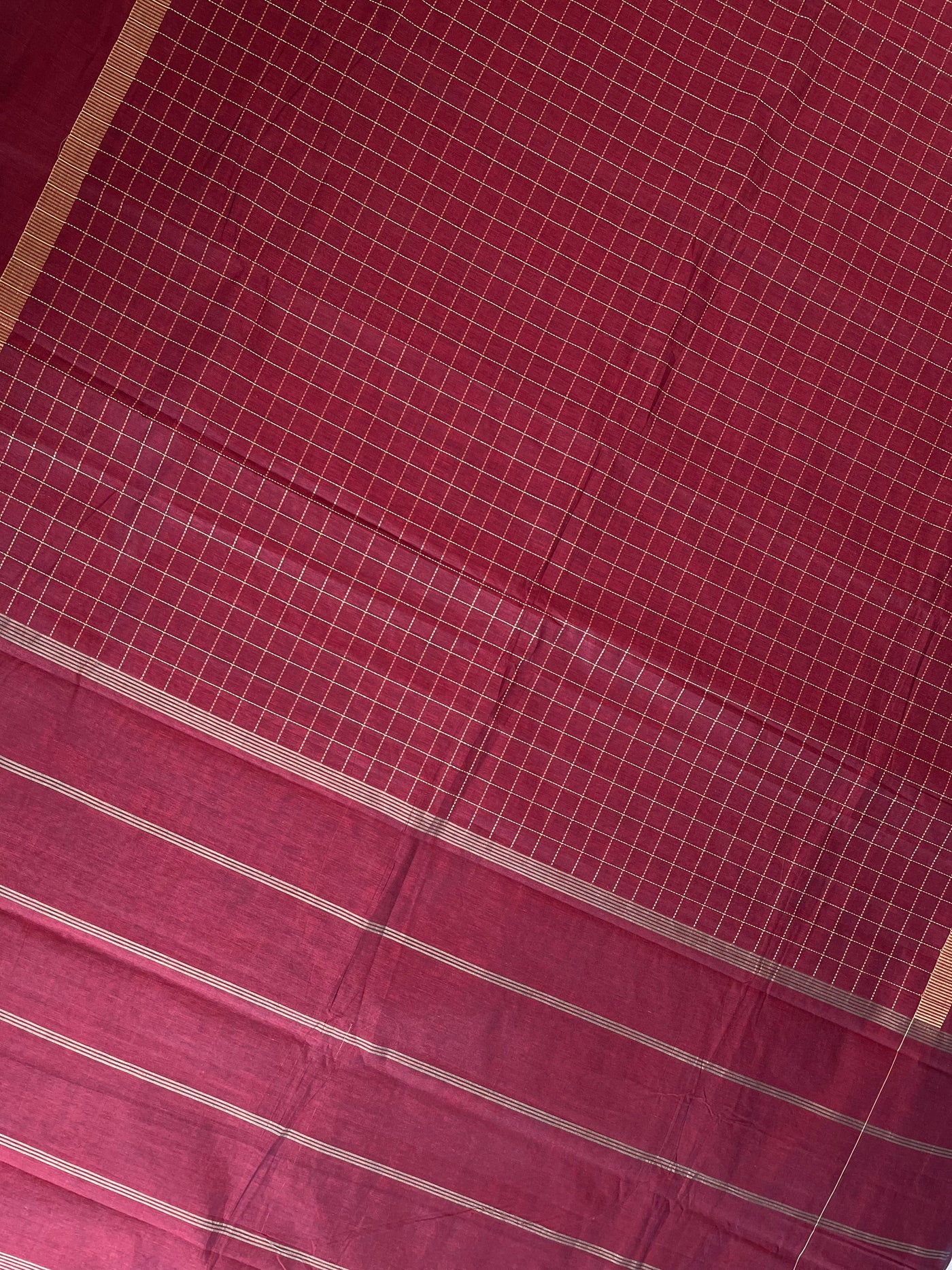 KANHA: KANCHIPURAM PURE COTTON SAREE WITH BORDERS.