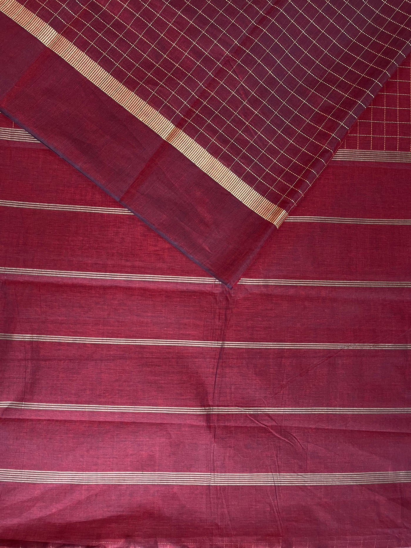 KANHA: KANCHIPURAM PURE COTTON SAREE WITH BORDERS.