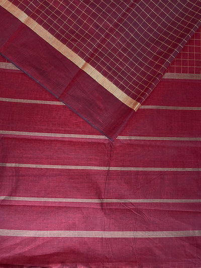 KANHA: KANCHIPURAM PURE COTTON SAREE WITH BORDERS.