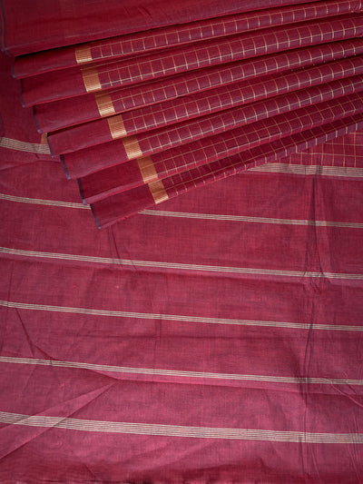 KANHA: KANCHIPURAM PURE COTTON SAREE WITH BORDERS.